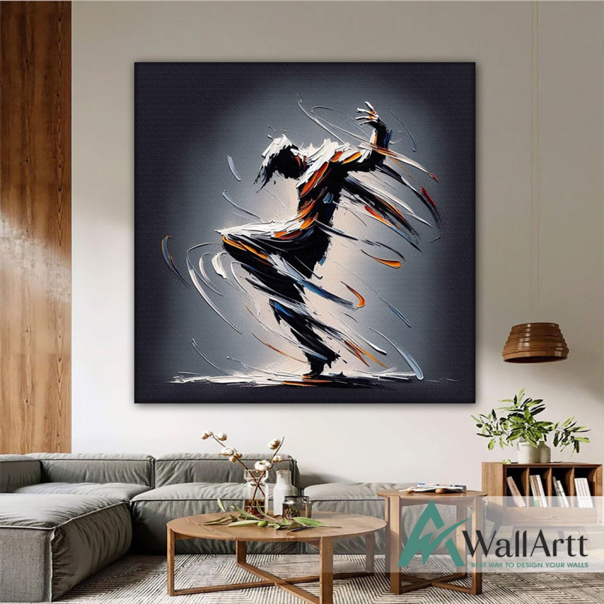 Abstract Male Dancer 3D Heavy Textured Partial Oil Painting - Wall Art